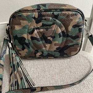 Valentino green snake skin leather crossbody bag